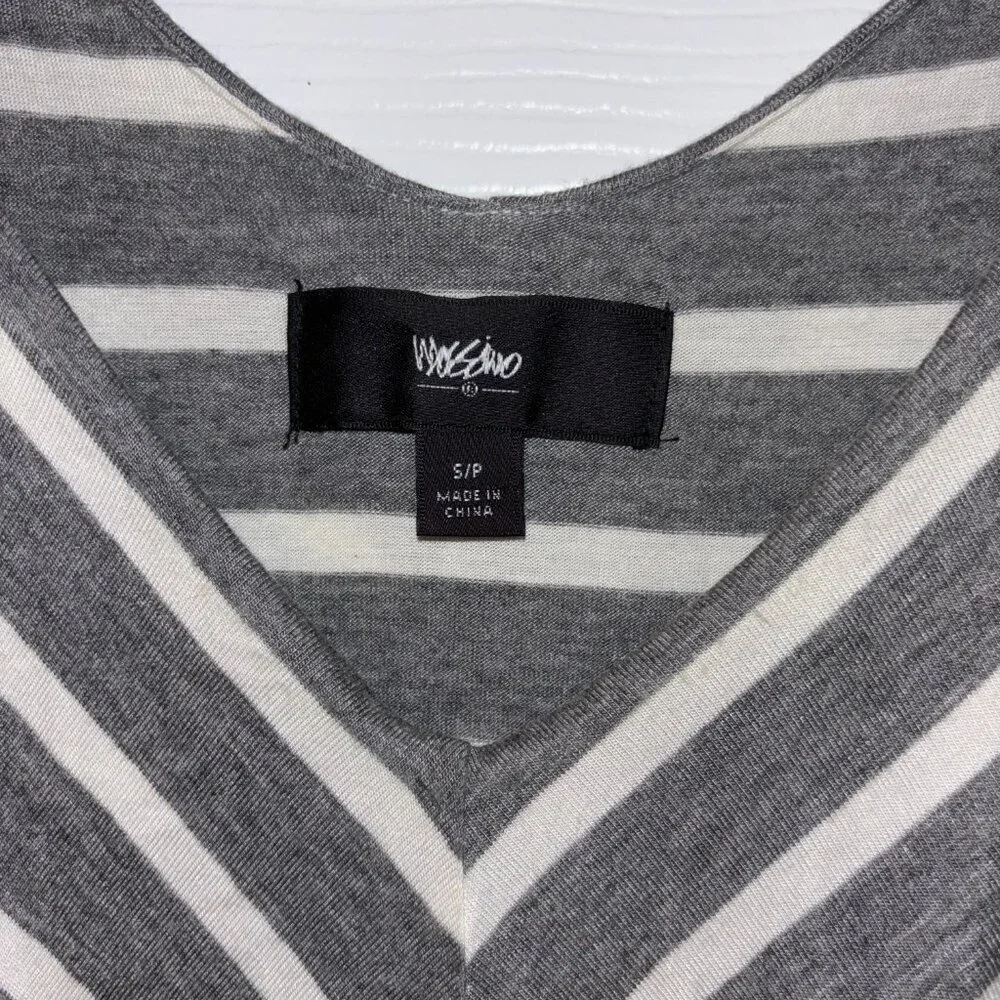 Mossimo Grey/White Striped maxi flounce dress size small - Picture 2 of 5